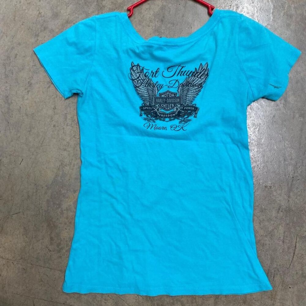 Harley Davidson Women's Blue T-shirt- Large - Picture 3 of 3